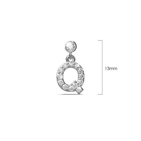 Solid 925 Sterling Silver Initial Crystal Personalised Alphabet Letter Earrings